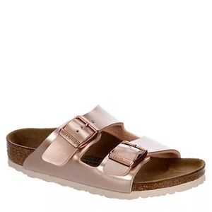 Birkenstock Arizona Soft Footbed Metallic Copper/Rose Gold Sandals (NWT)